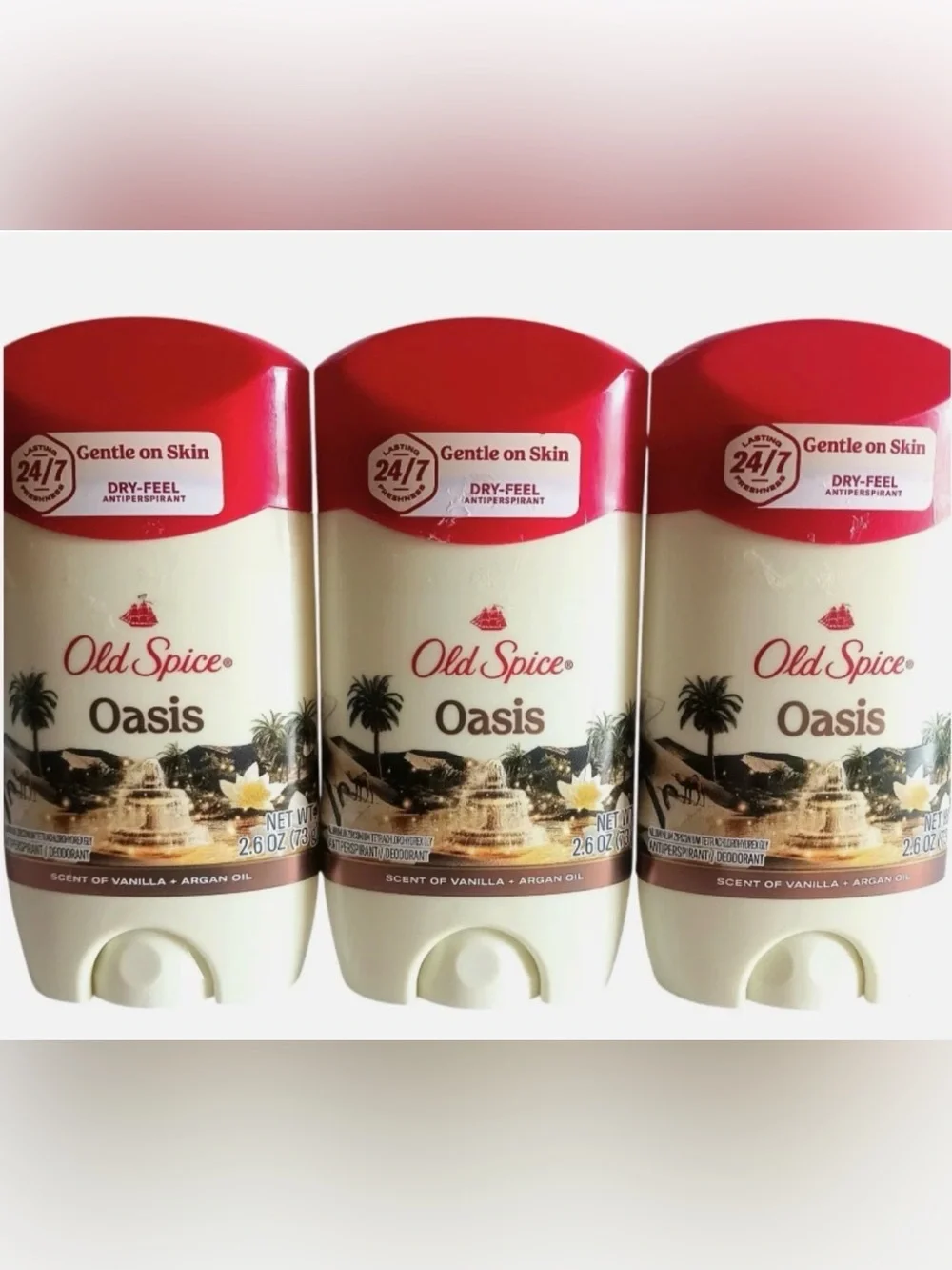 (3X) Old Spice Deodorant Oasis Vanilla Argan Oil Antiperspirant 2.6 Oz EXP 11/27
